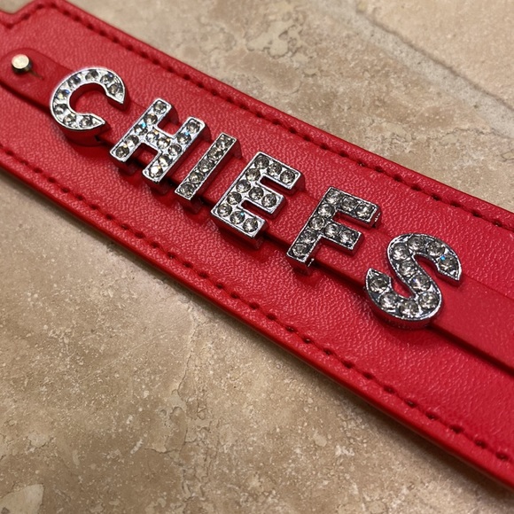 NFL Kansas City Chiefs Football 5” Keychain with Rhinestone Sliders - Picture 3 of 5